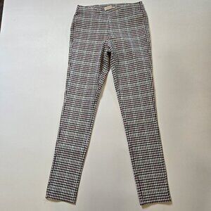 Michael Kors Ankle Pant Womens Small Black White Red Stretch Legging Houndstooth